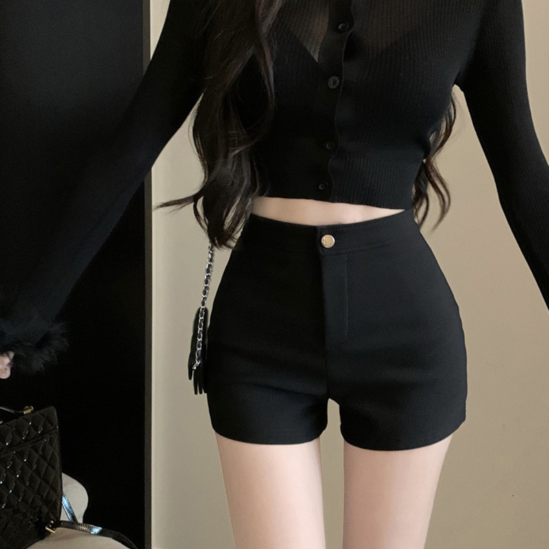 New Designer Shorts Black Lower Body Missing Pure Cotton Autumn Shorts Women Summer High Waisted Slimming A-line Tight Elastic Spicy Girl Hot Pants