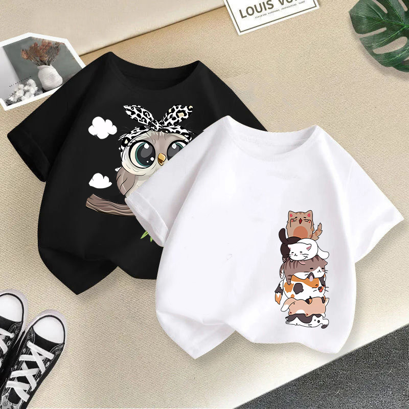 Ddmyshoesvip Girls T Shirt Short New Western Style Top Boys Half Sleeved Children S Summer Clothing