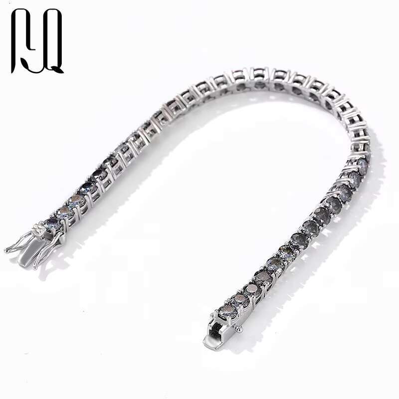 PYQ Wholesale 3mm 4mm 5mm 6.5mm VVS Grey Moissanite Diamond Iced Out 925 Silver Tennis Chain Bracelets Jewelry for Women Gifts