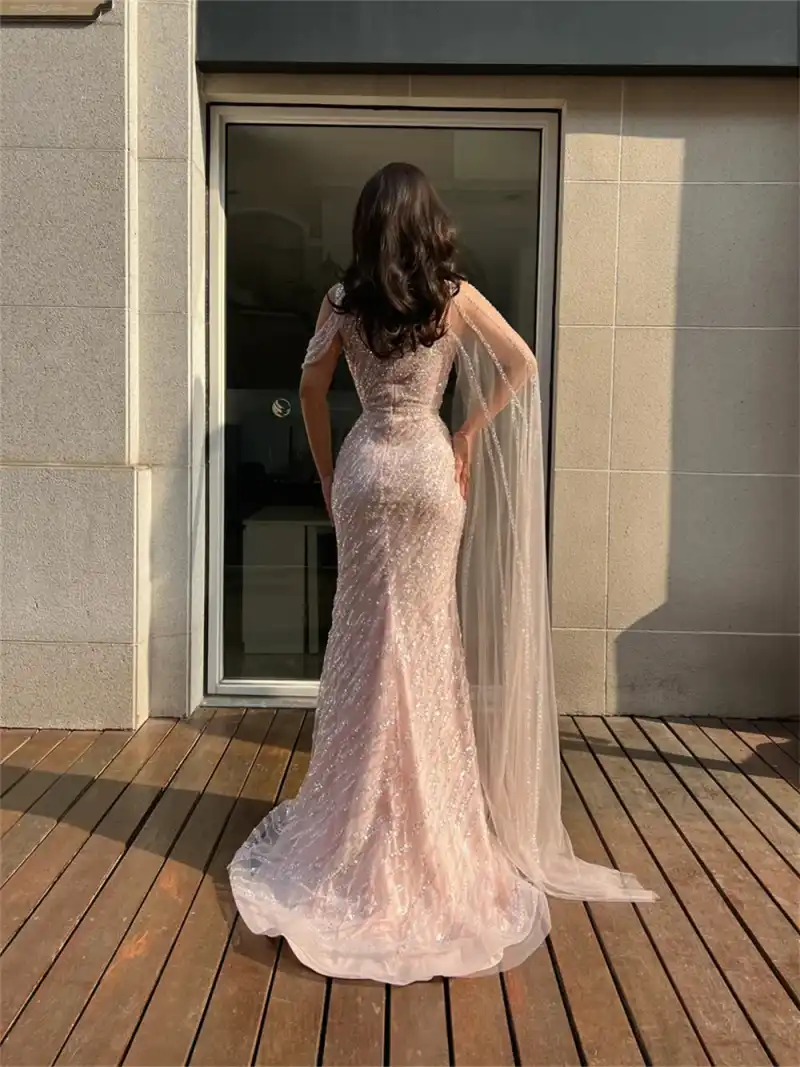 Gorgeous Prom Dresses With One Shoulder Lace Beads Sequins Appliques Side High Split Floor Length Plus Size Formal Special Occasion Vestido De Noite