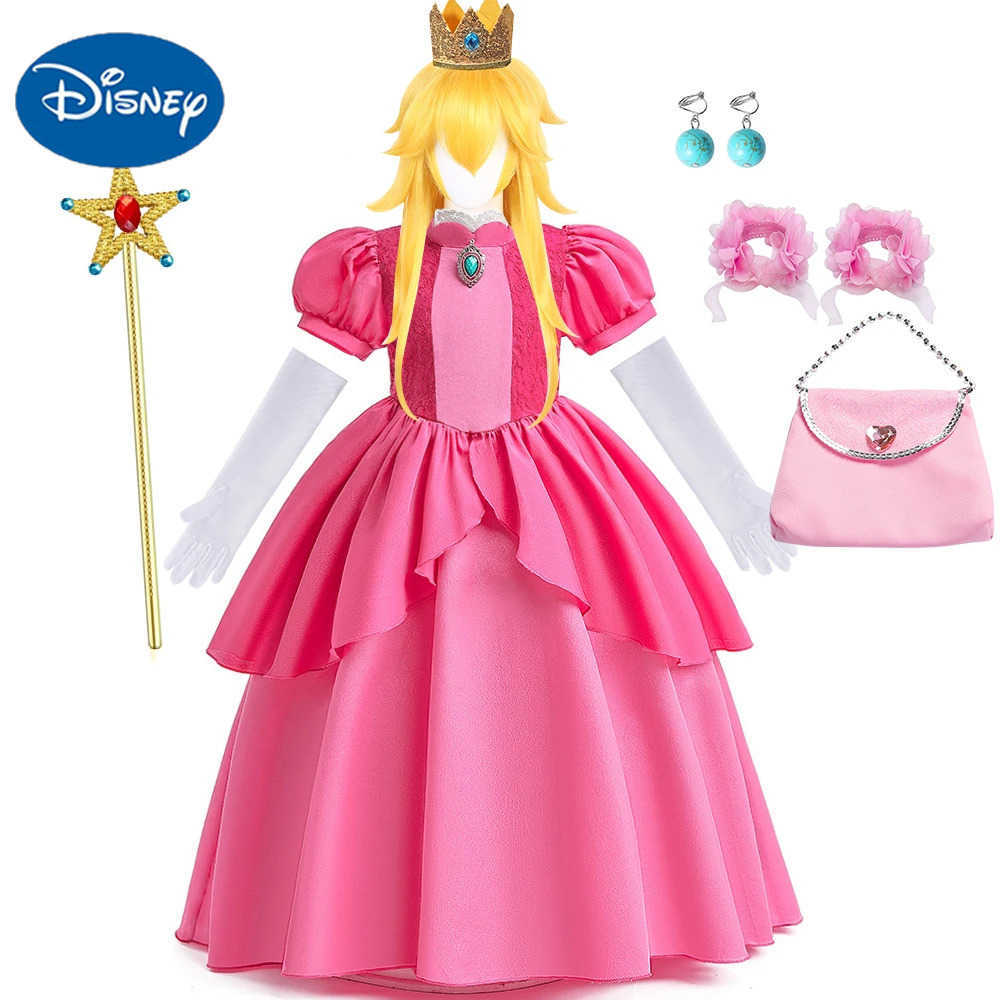 Disney Rose Peach Costume Kids Girl Cosplay Fancy Carnival Birthday Party Role Play Princess Dress with Lace Children Halloween Outfit X250408
