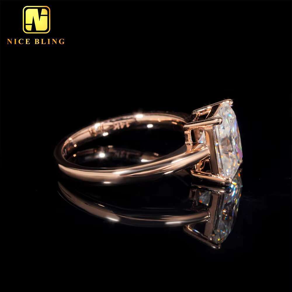 Luxury Radiant Cut Diamond Wedding Rings Women 14K Real Gold VVS Moissanite Engagement Ring for Women