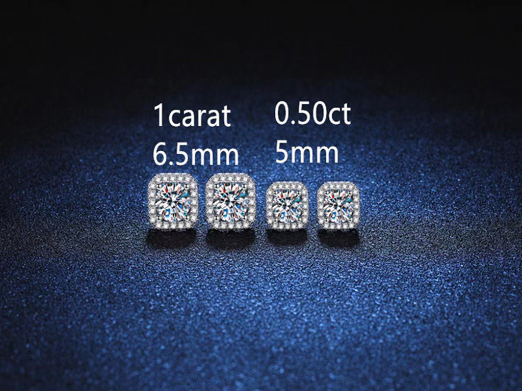 Charm classic earring desinger jewelry for men S925 silver six claw inlaid with diamond hip-hop trend moissanite stone earrings