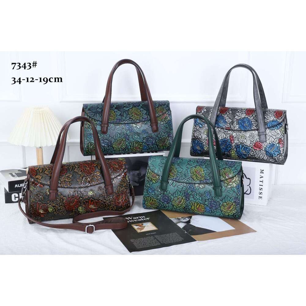Thinking Ya Women's Carving Series Handbag Middle Aged Mom Bag Blooming Rich Peony Flower New Style