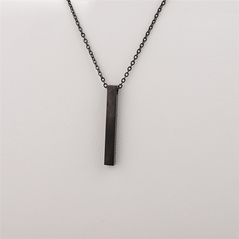 Smooth stainless steel three-dimensional long pendant for men women, simple and versatile perforated square column necklace