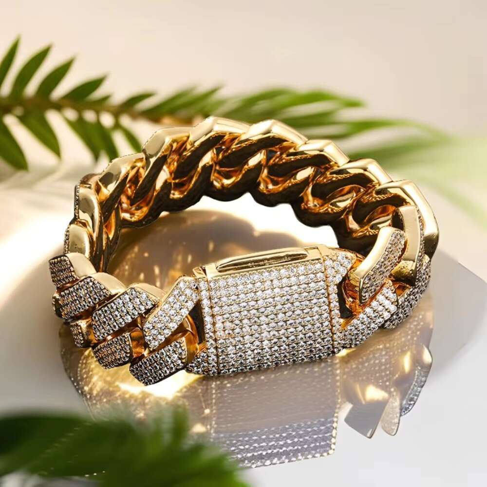 Hip Hop VVS Moissanite Cuban Bracelet 925 Sterling Silver Iced Out Custom Moissanite Bracelet for Men