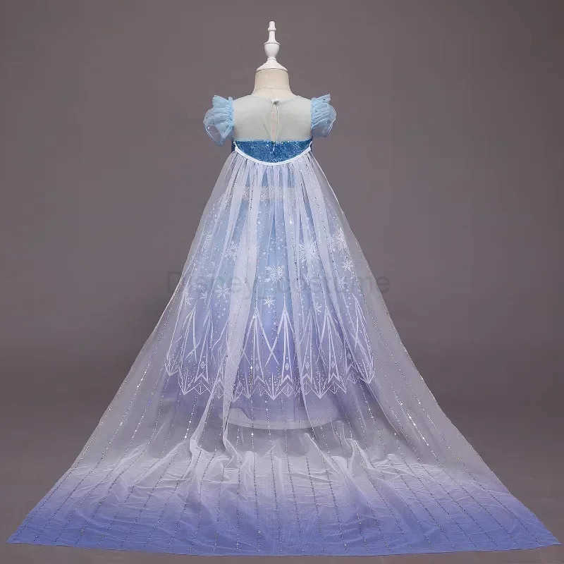 Disney 2024 Elsa cosplay dress childrens Halloween frozen carnival girls birthday Elsa princess cosplay sequins Viscidos X250408