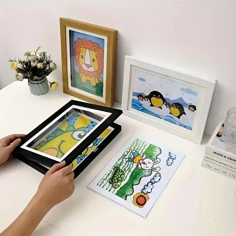 A4 Cartoon Theme Magnetic Art Frame - Front Open Image Display Foldable for Home and Office Decoration Ideal Birthday Gift 250408