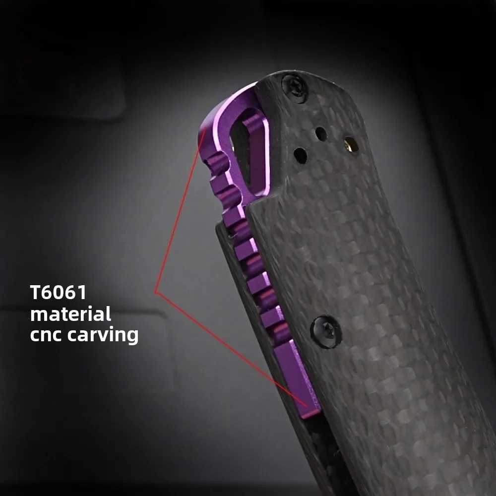 Mysterious purple hot selling Damascus steel 13K carbon fiber handle 90V blade 535 folding knife outdoor camping folding knife X2504081