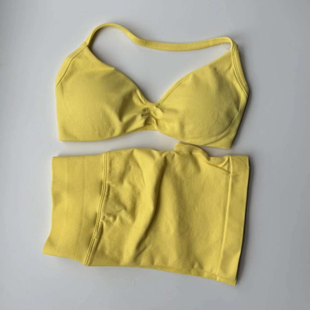Impact Gym 2 Piece Women Strappy Bra Top Workout Scrunch Shorts Sports Suit Fiess Clothes Seamless Outfits Yoga Set