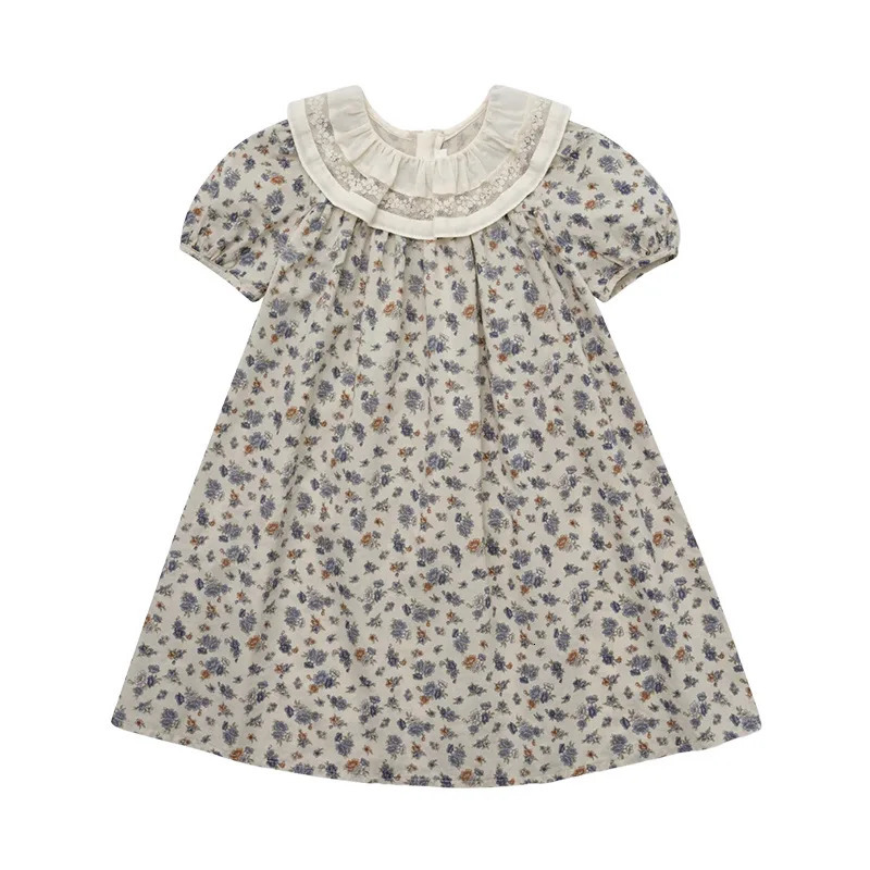 Arrival 2025 Summer Princess Dress For Baby Girls Korean Cotton Short Sleeve Skirts Childrens Clothings Ages 3-12 Years 250408