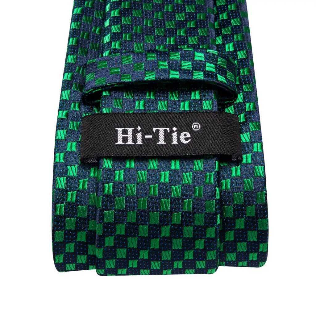 Hi-Tie Dark Green Psiy Silk Elegant Tie For Men Gro Wedding Men Necktie Pocket Square Cufflink Accessory Wholes Designer X250407
