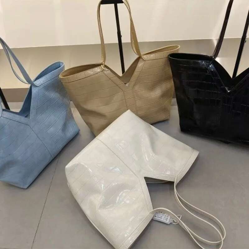 Genuine Leather Crocodile Pattern 2 In 1 Tote Large Capacity Design Ladies Casual Versatile Shoulder Handbag Shopping Bag