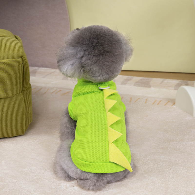Dog Shirts Elastic Mesh Pet Shirts Little Dinosaur Dog T-Shirt Puppy Dog Sleeveless Vest Lightweight Cool Pet Clothing for Small Medium Dogs Summer Ap
