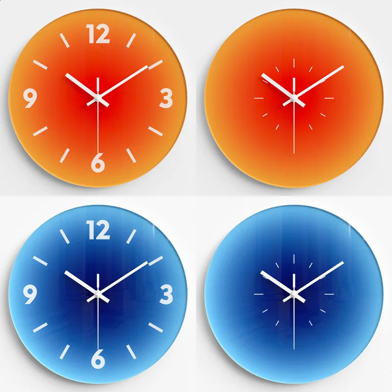 2025 Nordic Sunset Wall Clock Celebrity Ins Light Living Room Punch-free Creative Decoration Mute Simple Glass Clock 250408