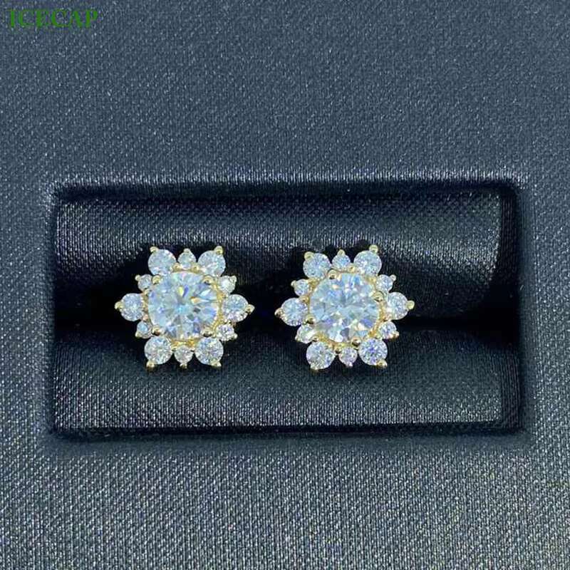 Top Quality Jewelry Moissanite Diamond Stud Earrings Moissanite Earrings White Gold Plated 925 Sterling Silver Women Earrings