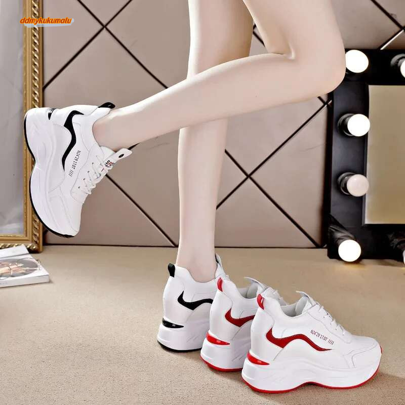 Women's Leather Platform Pants, High Heel White Outdoor Sports Breathable Casual Acts, Spring, New #ddmykukumalu