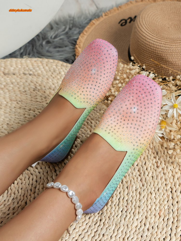 New plus size diamond 2025 women's summer sandals with broken decorations flat bottomed casual shoes temu women ddmykukumalu ddmykukumalu