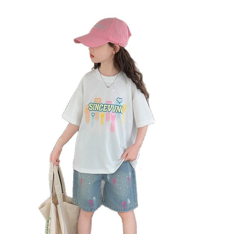 Ddmyshoesvip Fashionable Girls Short Sleeved T Shirt Women S Summer New Style Big Korean Version Children S Loose Casual Sweet And Cool Printed Top Tr