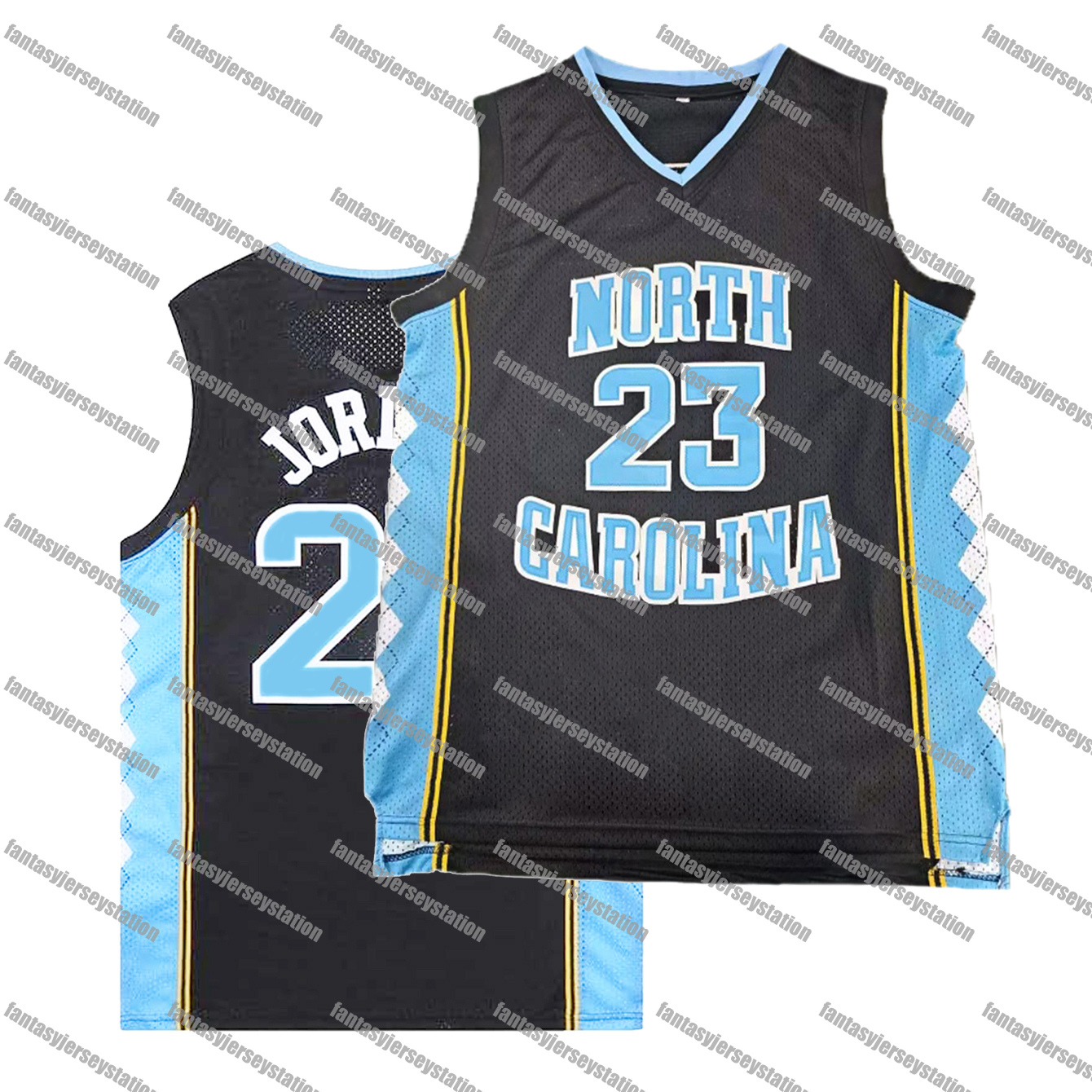 IN STOCK Men College Style 23 Black Basketball Jersey, Polyester Knit Fabric, Crew Neck, Loose Fit, Breathable Stitched Jordan Casual Sports Shirt for