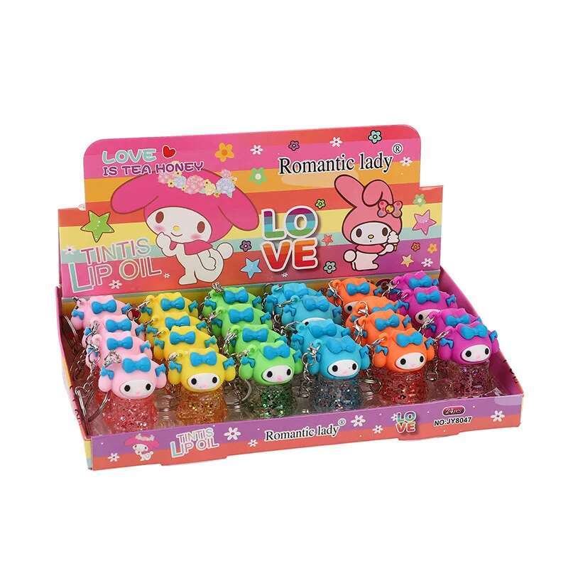 24Pcs Cute Cartoon Oil Color Changing Vitamin E Moisturizing Long Lasting Lip Gloss Girls Women Lips Makeup Wholesale