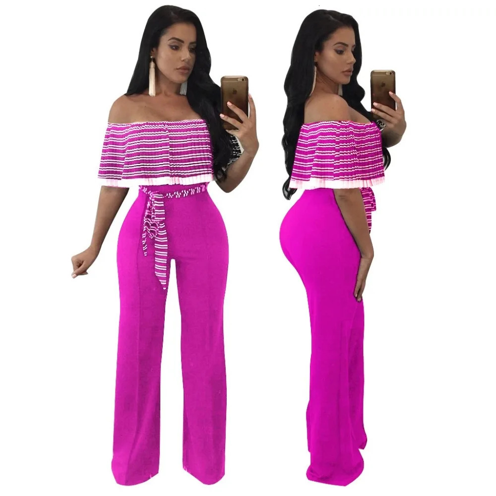 Fashion Women tube Ruffles Jumpsuits Sexy Playsuits plus size Bodysuits Rompers 250407