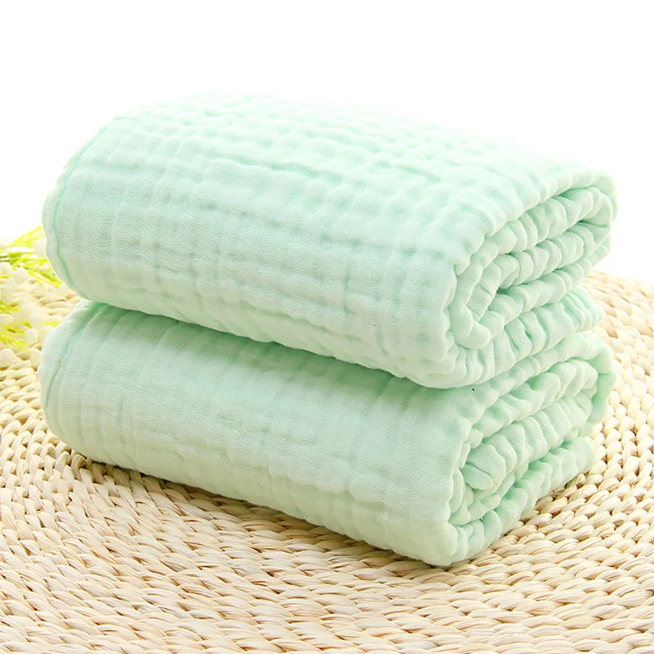 Premium Quality 6-Layer comfortable Cotton Muslin Baby Solid color Swaddle Blanket Hypoallergenic Soft and Breathable Blanket 250408