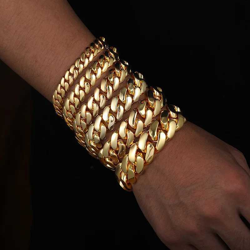 10-20mm d Out 5A Zircon Cuban Bracet Plated 18k Gold Fine Jewelry Maimi CZ Cubic Zirconia Chain Link Bracets Bang 7-9inC250408