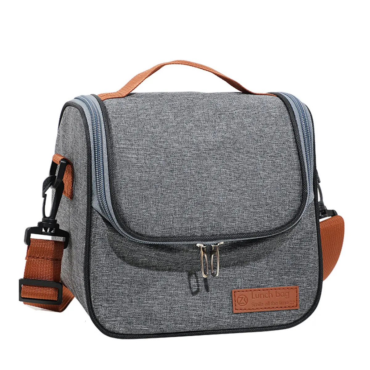 Fashion cooler bag zipper lunch insulated with adjustable shoulder strap suitable for office work school camping 250401