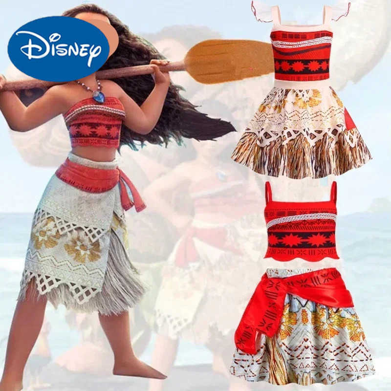 Disney Moana 2 Dress Girl Halloween Party Adventure Costume Girl Princess Fancy Costume Children Vaiana Pet Pig Set X250408