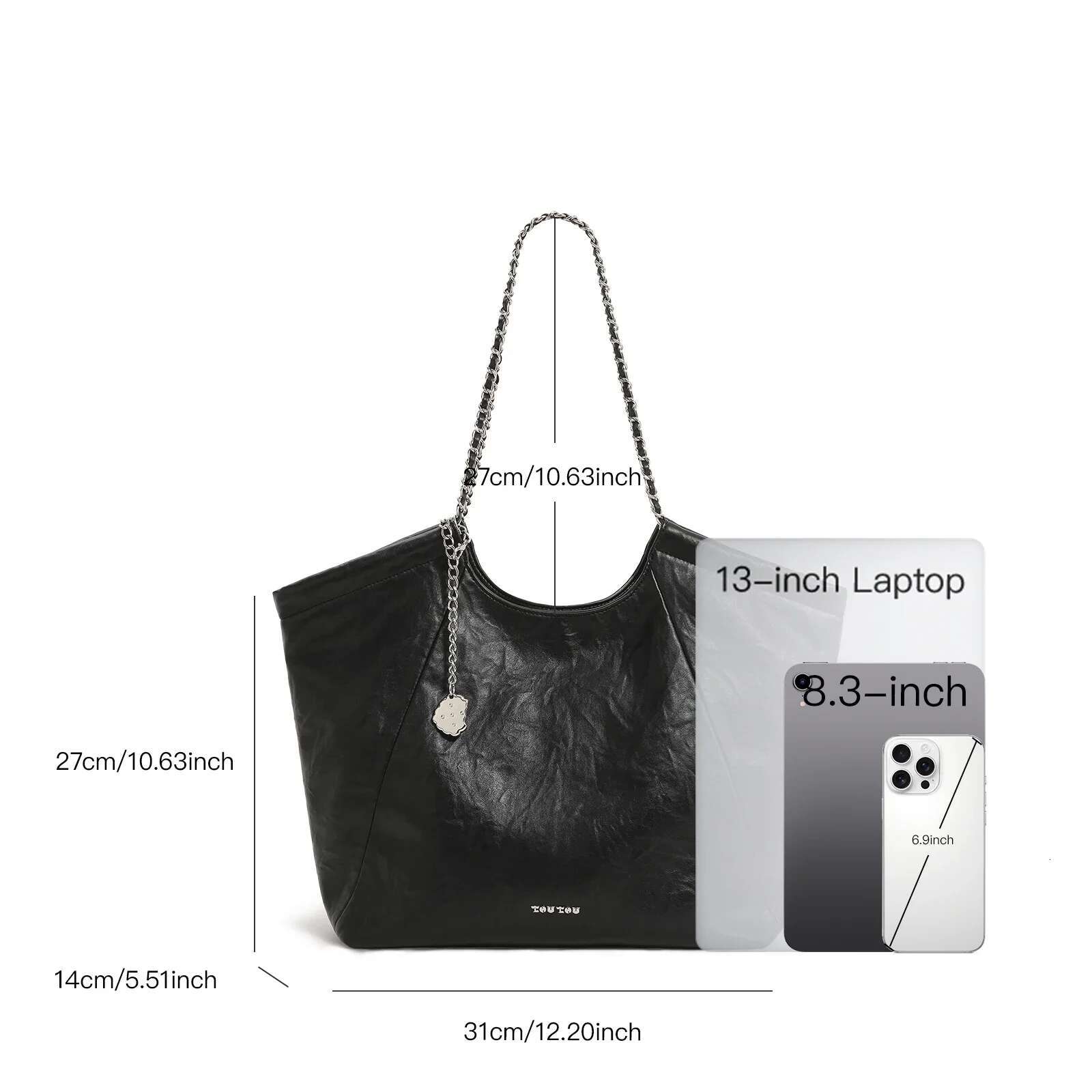 TOUTOU Large Capacity Tote High-End And Fashionable Commuting Pleated Single Shoulder Armpit Bag Women Valentine Gift