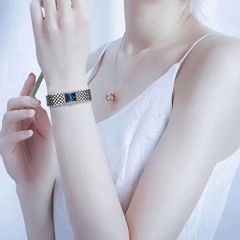 Lige Silver Watch for Women Square Ladies Quartz Watch Stainless Steel Womens Small Gold Watch Luxury Leisure Fashion WatchT250408