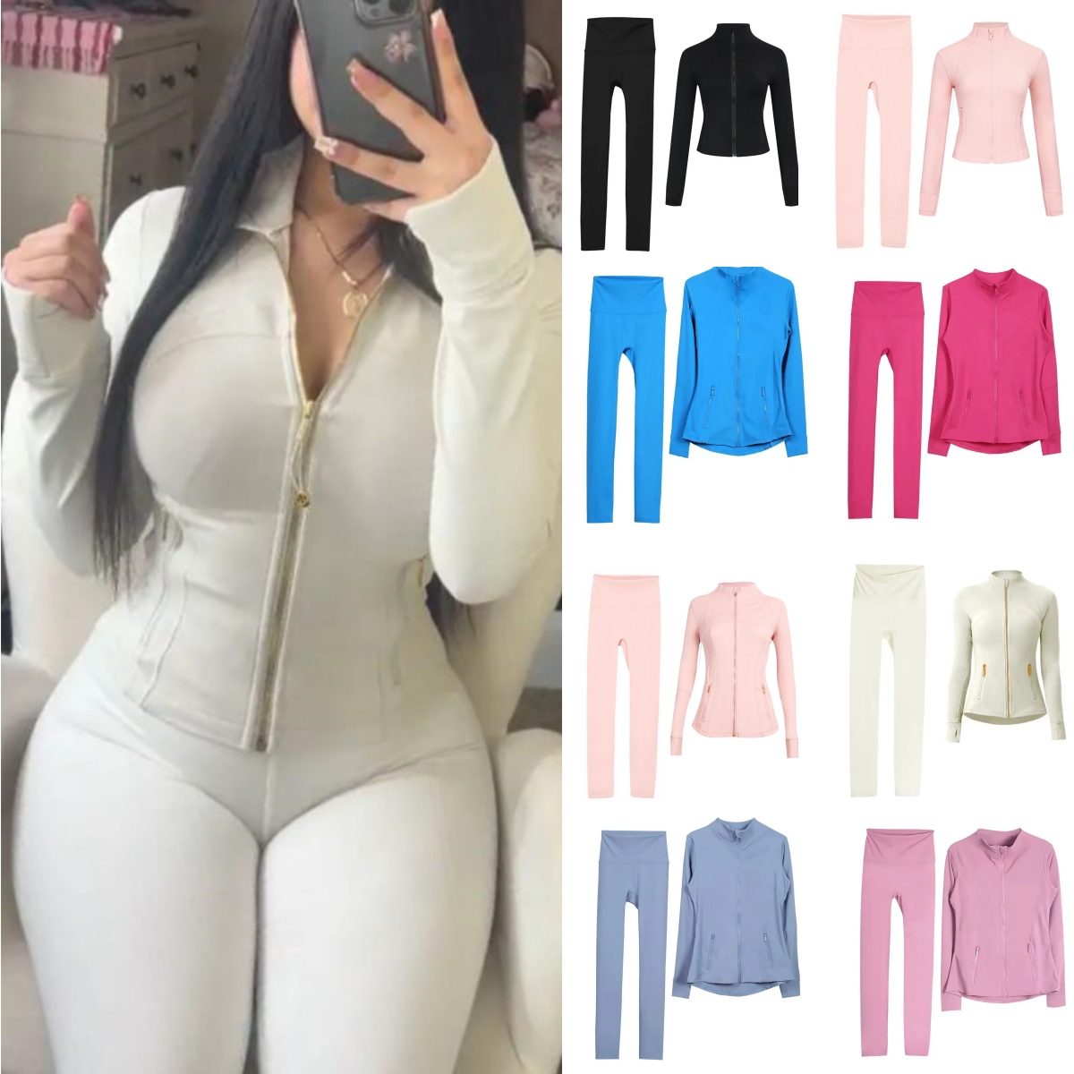 2026 TOP Womens Yoga Jacket Workout Sport Coat Fitness Jackets Sport Quick Activewear Top Solid Zip Up Sweatshirt Sportwear Women Yoga set luluity lemoner jackets