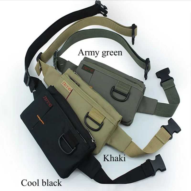 Womens nylon 4-pocket waterproof waist bag fashionable mens wear-resistant black fan bag messenger shoulder bag Z250407