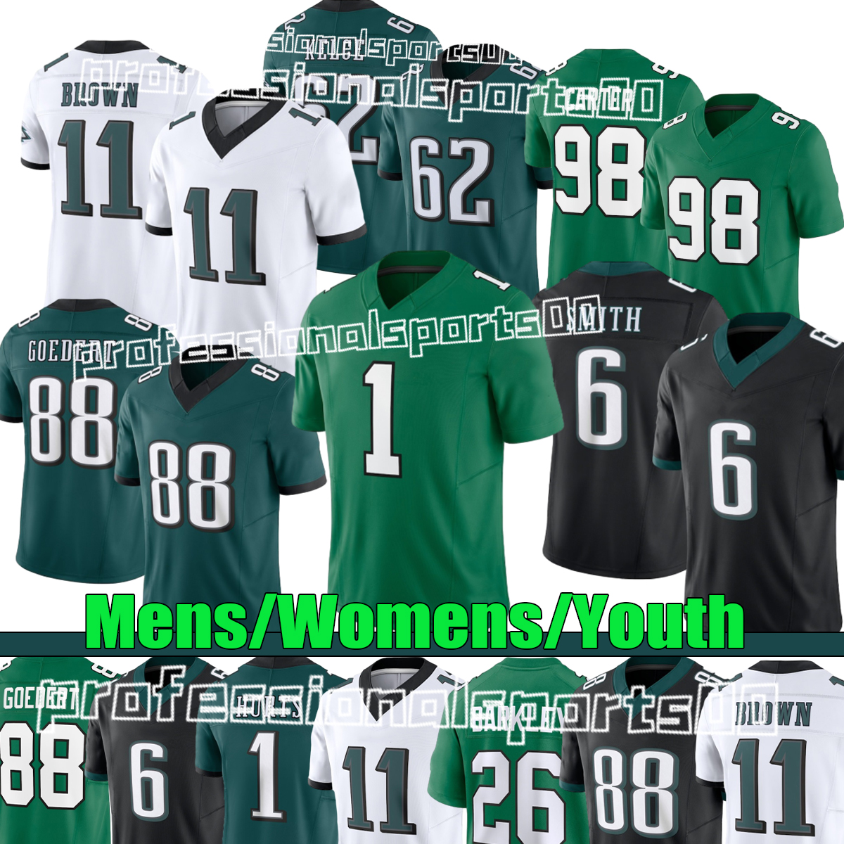 Philadelphiacity Eagleses jerseys Jalen Hurts Saquon Barkley Brown Jason Kelce DeVonta Smith Brandon Graham Jalen Carter Brian Dawkins Quinyon Mitchell jerseys