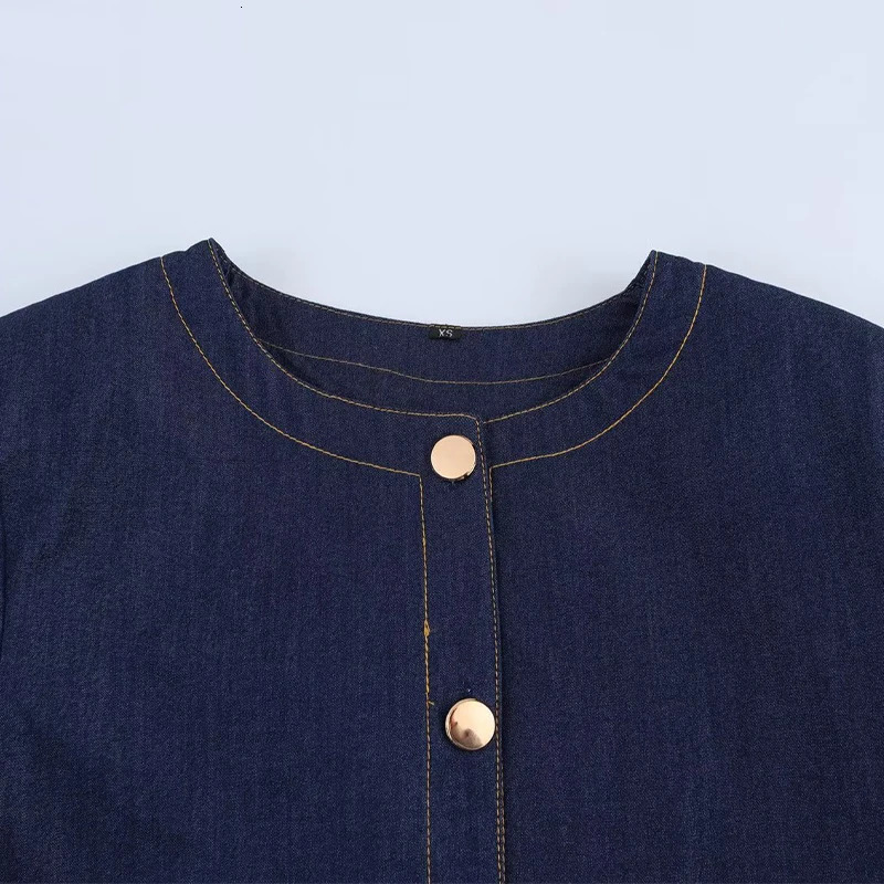 Willshela Womens Fashion Pocket Denim Blue Single Chest Jacket Retro ONeck Long Sleeve Clothing 250407