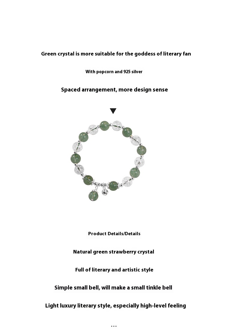 Natural green strawberry crystal crystal bracelet women sterling silver ins niche design simple