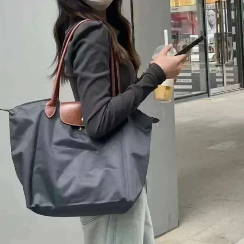 Women's Shoulder Classic Color Block Folding Bag Waterproof Dumpg Handbag