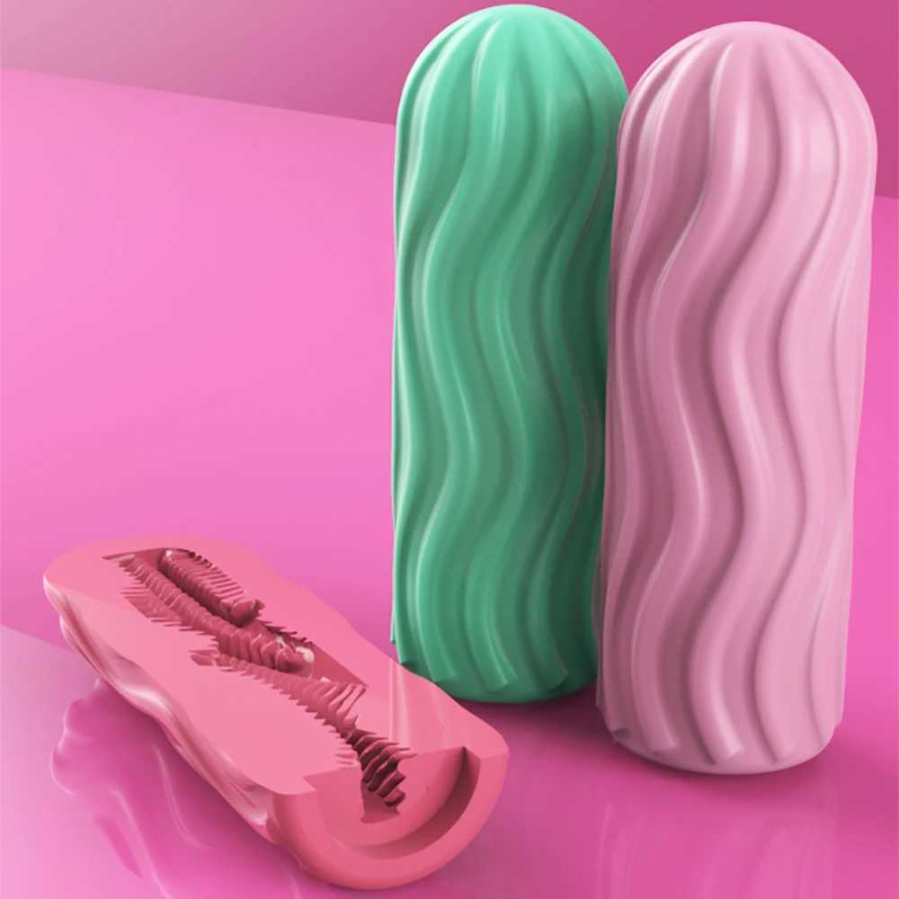Please Aircraft Cup Male Masturbators Masturbation Device Soft Transparent Pocket Pussy Penis Sleeve Training Adult Sex ToyW250408