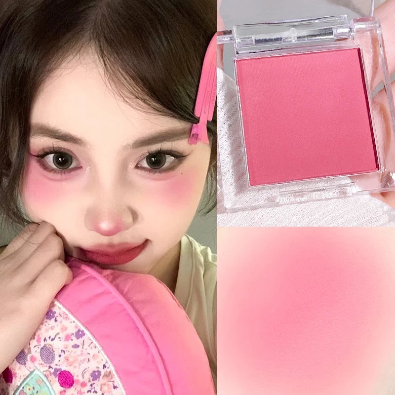 Six color monochrome powder blusher matte makeup highlight young natural peach pink blue purple 250325