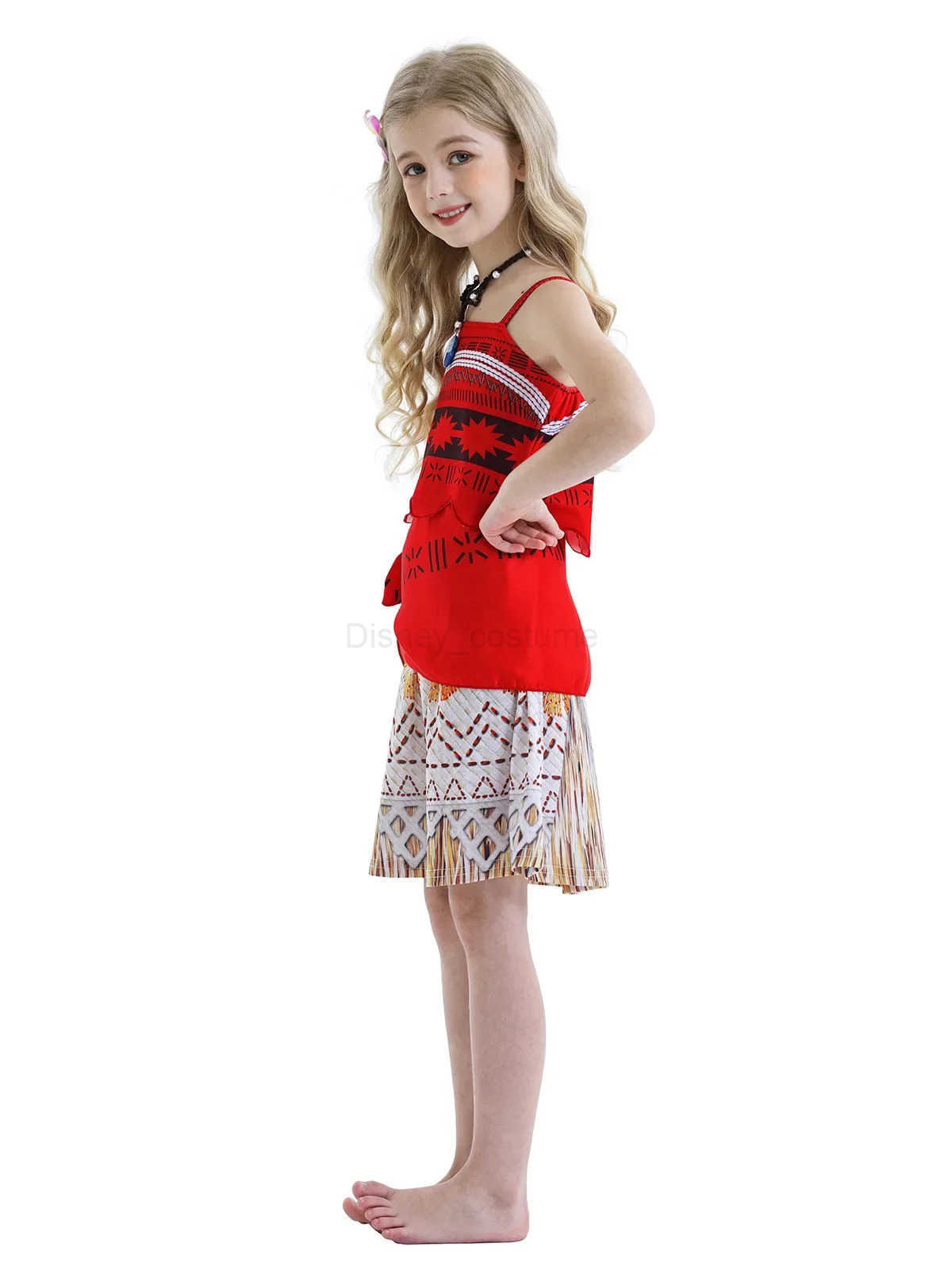 Disney Moana Halloween Princess Dress Girls Cosplay Vaiana Costume Summer Casual Fancy Clothes Children With Necklace Wig Outfit X250408