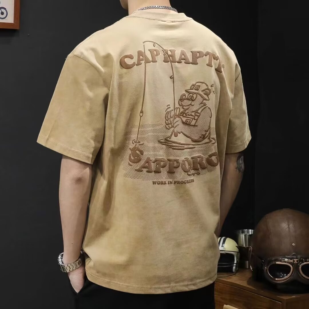 2025 New Designer T-shirt Outdoor Sports Top American short for men's summer haute couture loose fashion label half sleeved printed T-shirt cotto