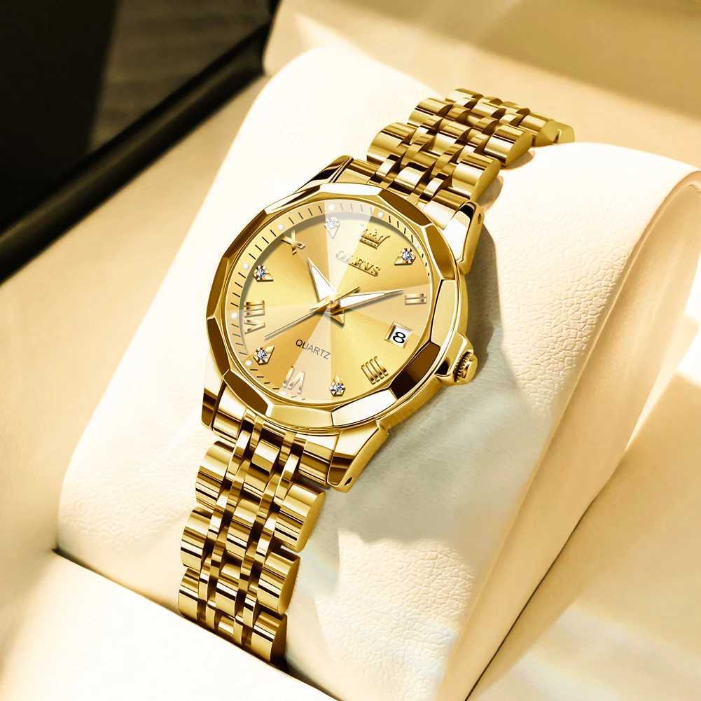 OLEVS Fashion Gold Womens Watch Stainless Steel Waterproof Womens Watch Elegant Original Luxury Womens Watch Quartz WatchT250408