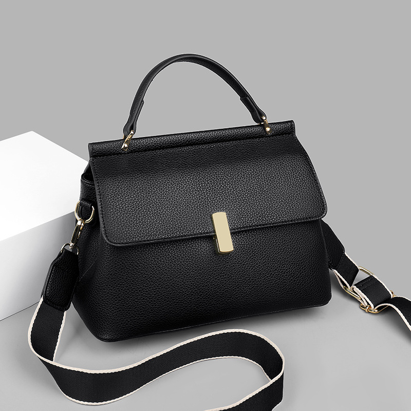 2025 New Luxury Design Bag Women's PU Leather Commuter Bag With Wide Shoulder Strap Crossbody Bag