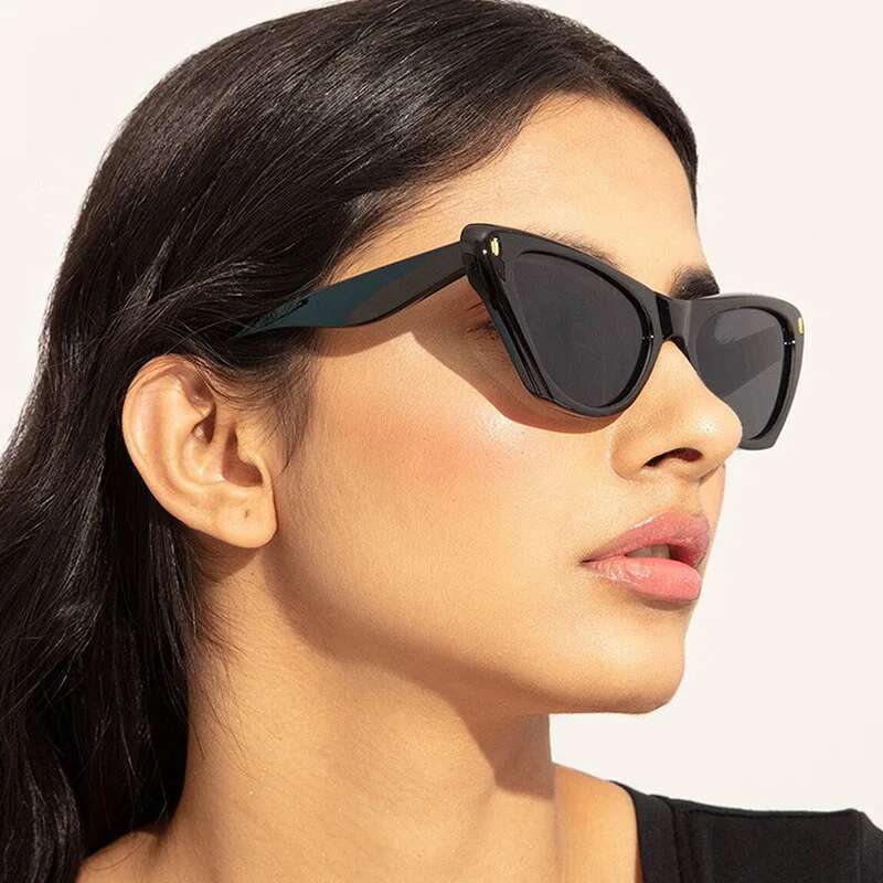Small Frame Cat Eye Super Cool Tide Concave Shape Street Shooting Personality Sunglasses Female All-match Fashion