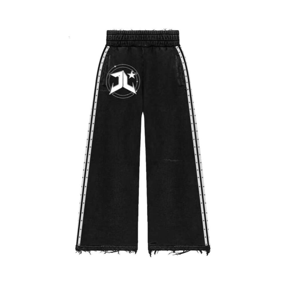 2025 unisex with American hip-hop style letter print loose stripe casual pants