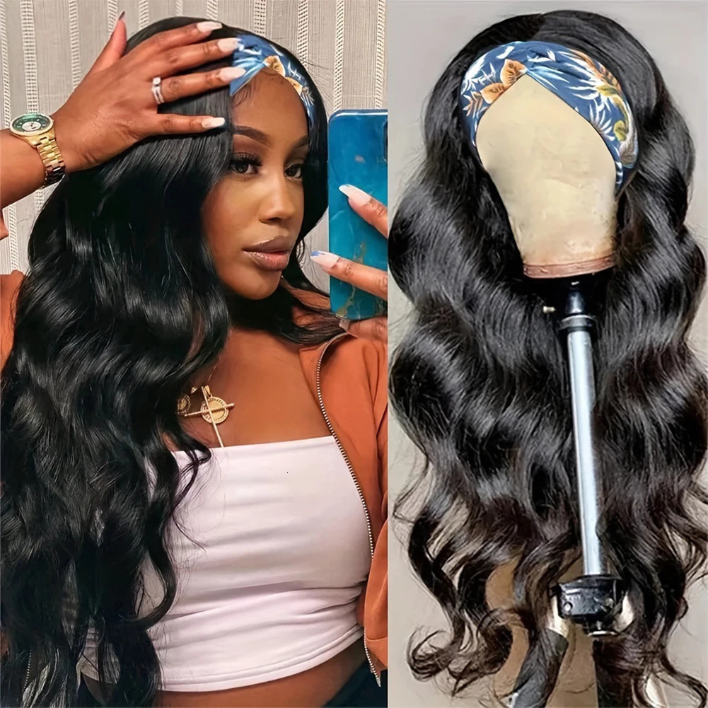 1Pc headband wig human hair bone straight hair wig fully machine made Peruvian hair wig suitable for black women 250407
