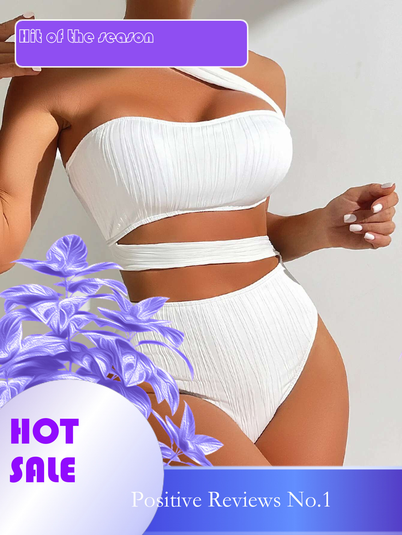 Dongdumaoyi Sexy One Shoulder Bikinis Sets Women White Hollow Out Push Up High Waist Swimsuit Summer Bathing Suit Two Piece Swimwear
