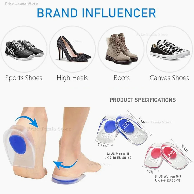 Silicone Heel Pad Gel Soft Insole Sports Shock Absorbing Shoe Pad Bone Spurs Pain Relief Protect Heel Foot Massager Care Inserts 250408