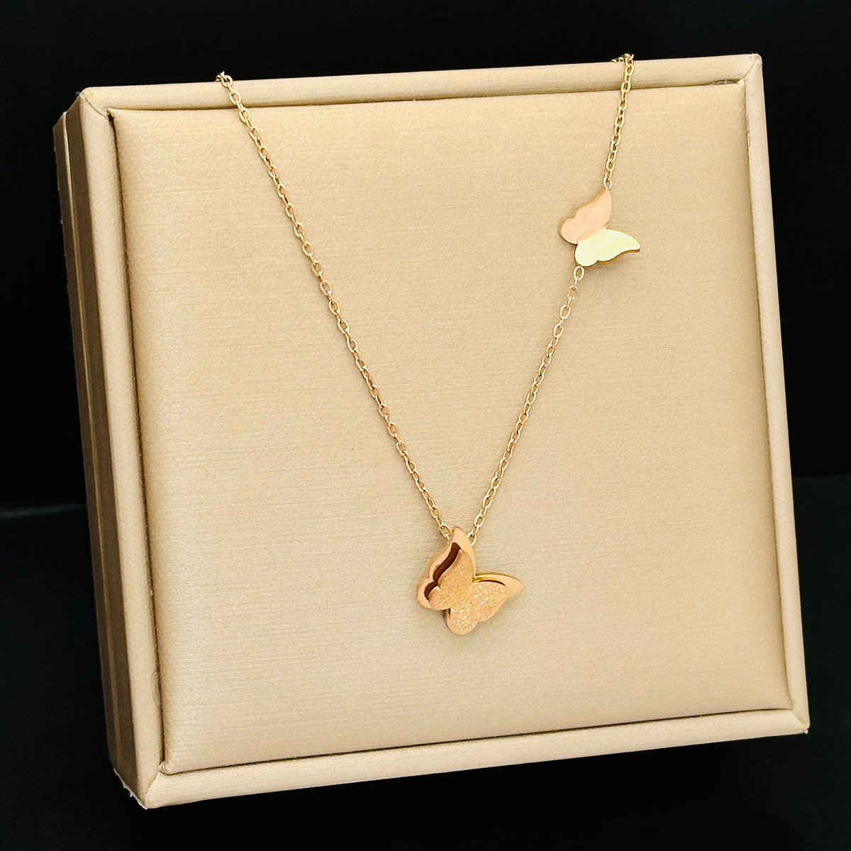 A stylish titanium steel butterfly necklace for women, with neck lock bone chain that does not fade and is a trendy accessory